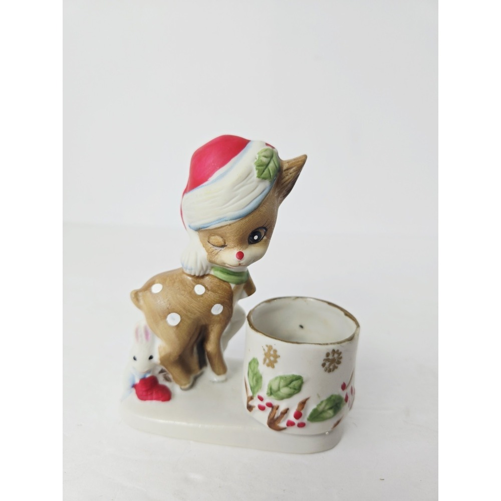 Vintage Christmas candle holder Jasco Little Reindeer